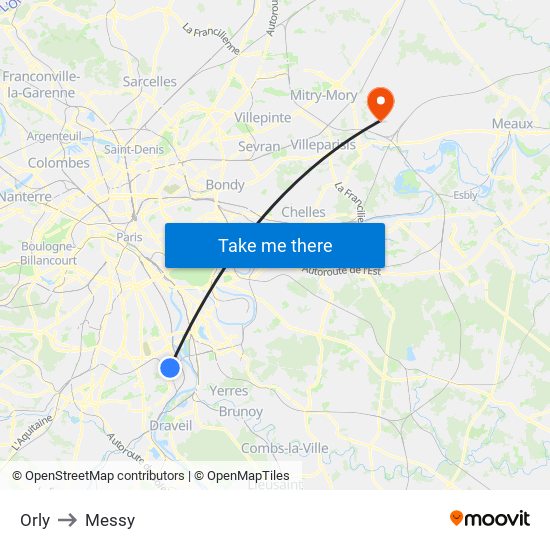 Orly to Messy map