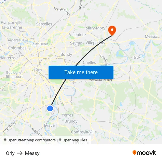 Orly to Messy map