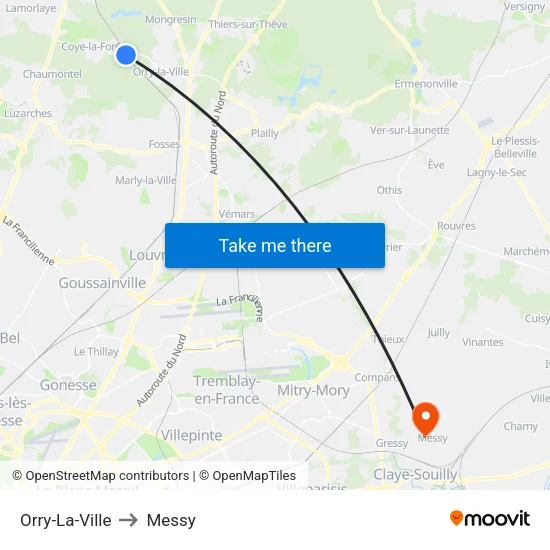 Orry-La-Ville to Messy map
