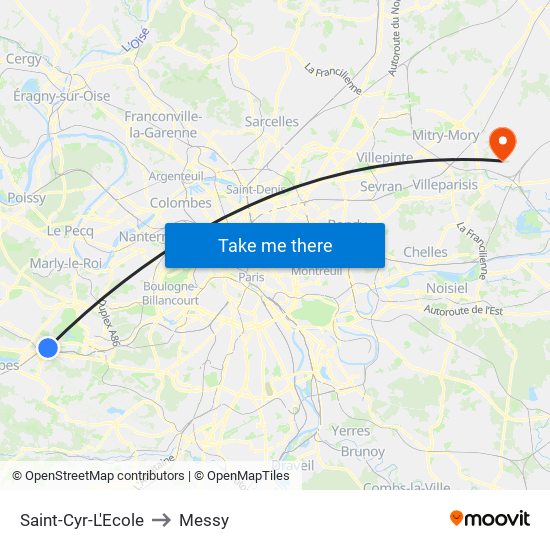 Saint-Cyr-L'Ecole to Messy map