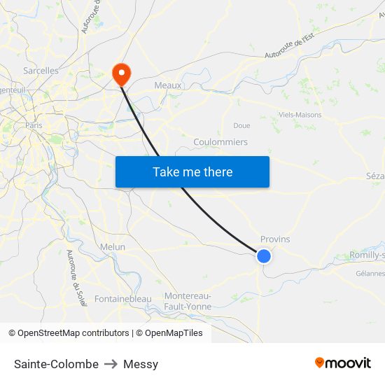 Sainte-Colombe to Messy map