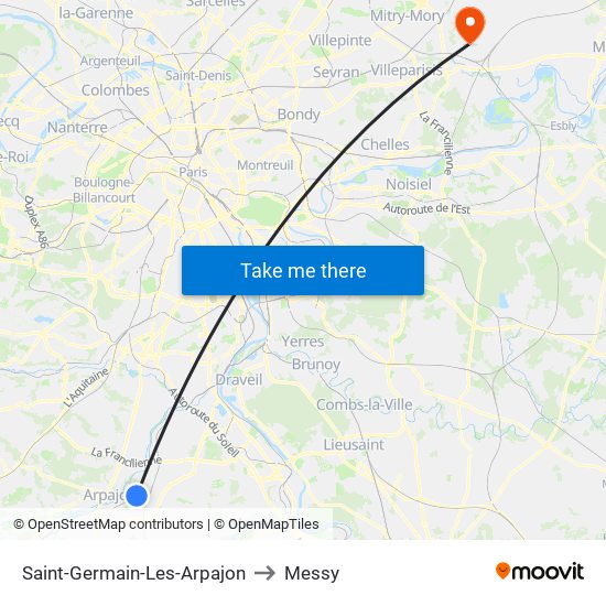 Saint-Germain-Les-Arpajon to Messy map