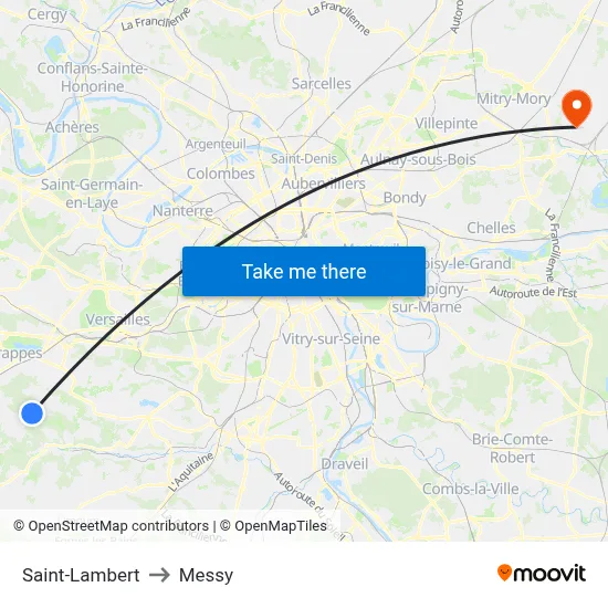 Saint-Lambert to Messy map