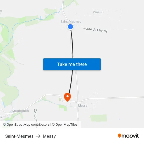 Saint-Mesmes to Messy map