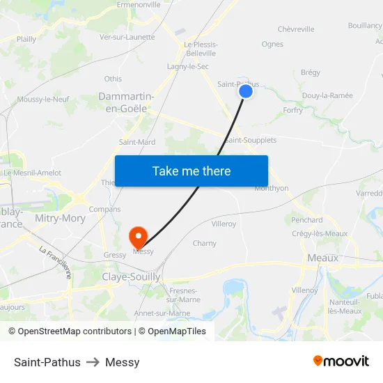 Saint-Pathus to Messy map