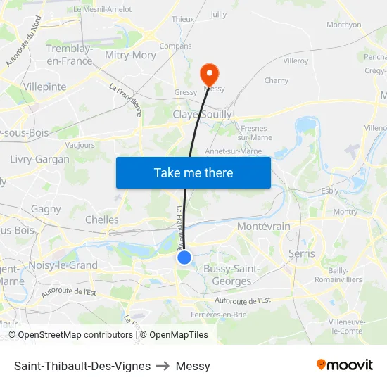 Saint-Thibault-Des-Vignes to Messy map