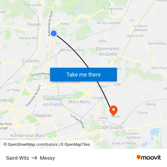 Saint-Witz to Messy map