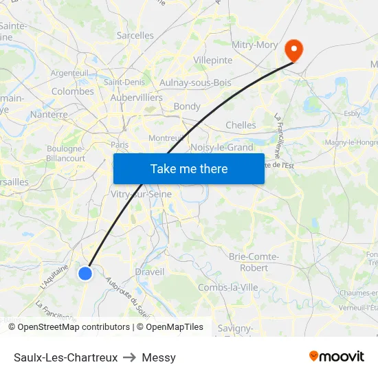Saulx-Les-Chartreux to Messy map