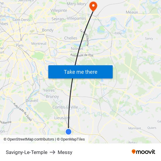 Savigny-Le-Temple to Messy map