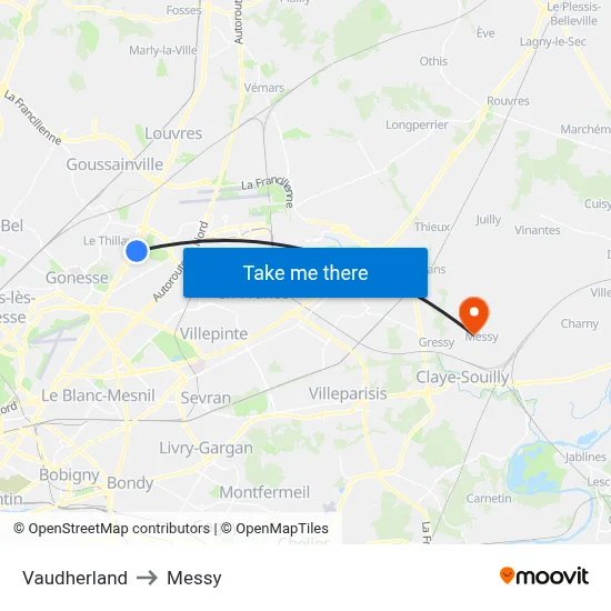 Vaudherland to Messy map