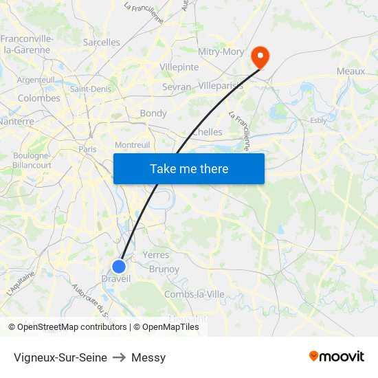Vigneux-Sur-Seine to Messy map