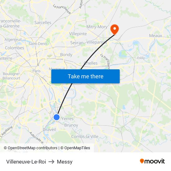 Villeneuve-Le-Roi to Messy map
