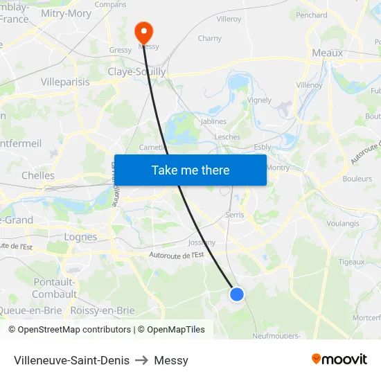 Villeneuve-Saint-Denis to Messy map