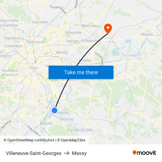 Villeneuve-Saint-Georges to Messy map