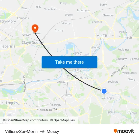 Villiers-Sur-Morin to Messy map