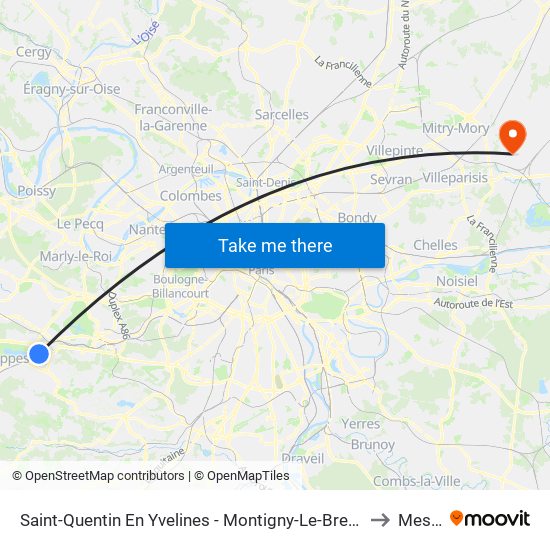 Saint-Quentin En Yvelines - Montigny-Le-Bretonneux to Messy map