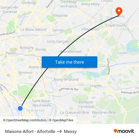 Maisons-Alfort - Alfortville to Messy map