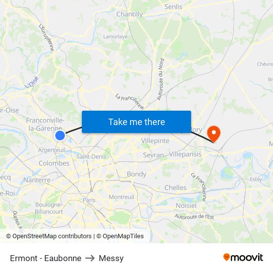 Ermont - Eaubonne to Messy map