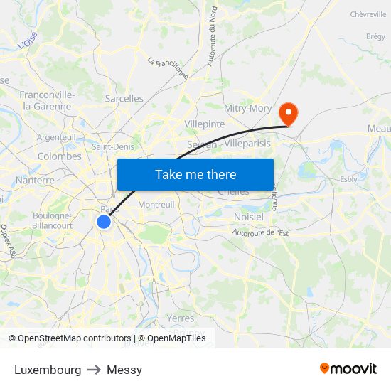 Luxembourg to Messy map