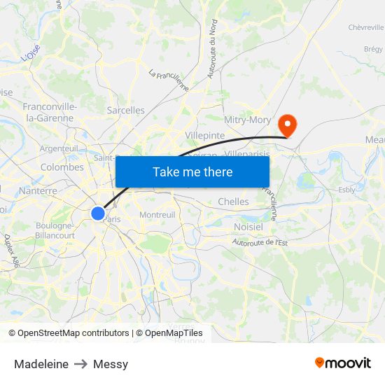 Madeleine to Messy map