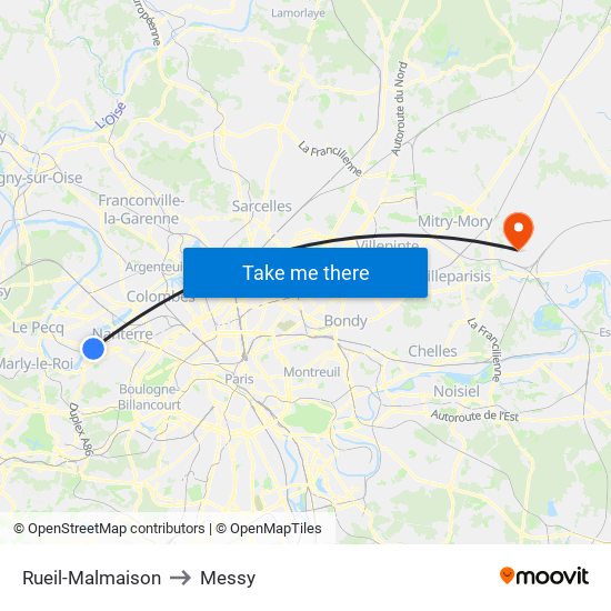 Rueil-Malmaison to Messy map