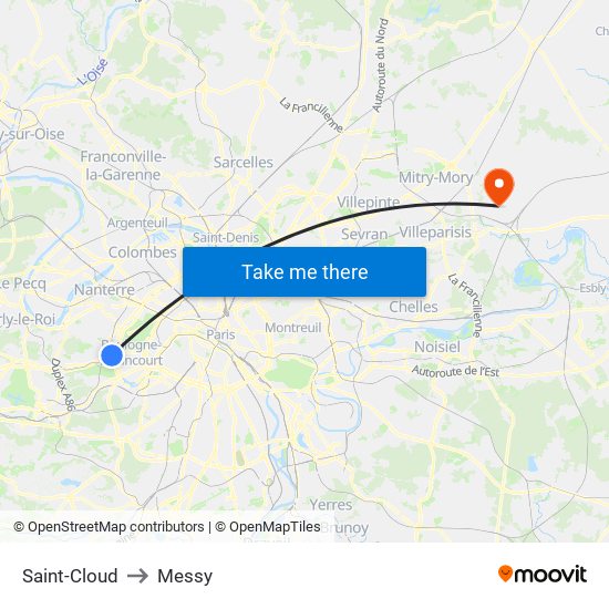 Saint-Cloud to Messy map