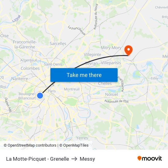 La Motte-Picquet - Grenelle to Messy map