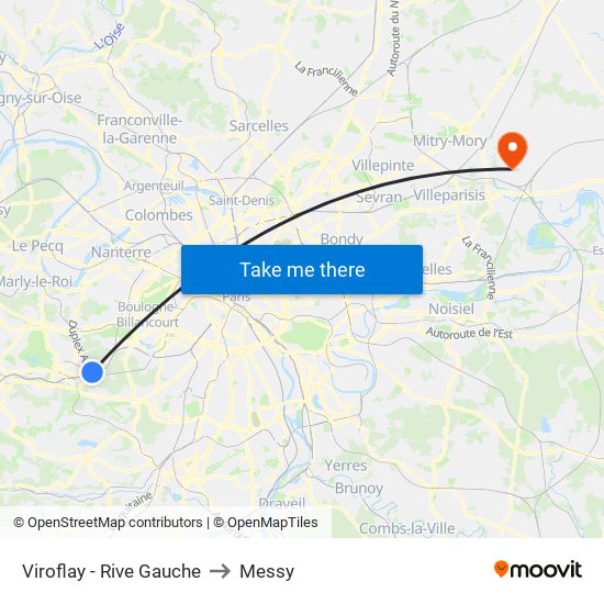 Viroflay - Rive Gauche to Messy map
