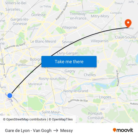 Gare de Lyon - Van Gogh to Messy map