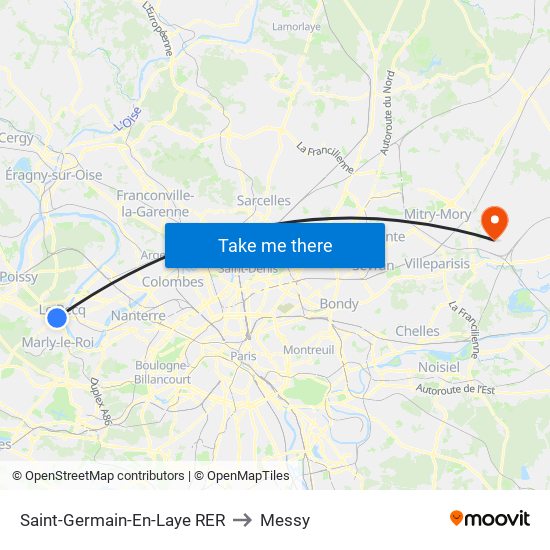 Saint-Germain-En-Laye RER to Messy map