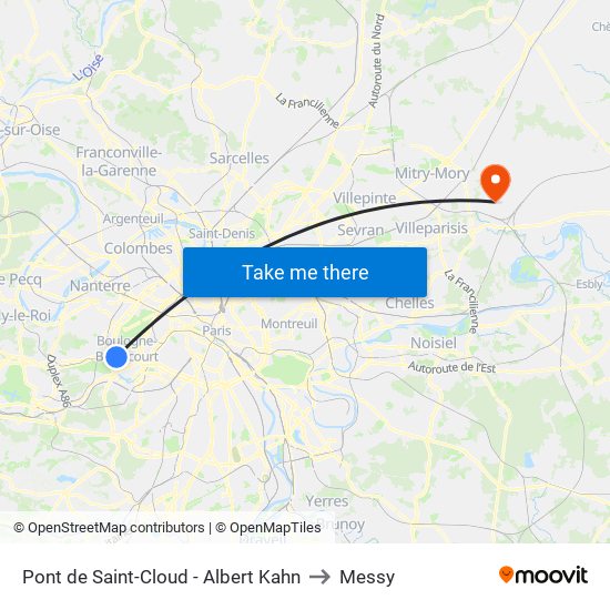 Pont de Saint-Cloud - Albert Kahn to Messy map
