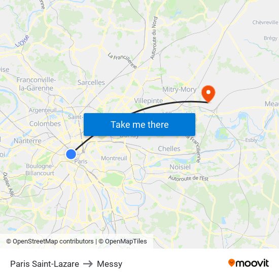 Paris Saint-Lazare to Messy map