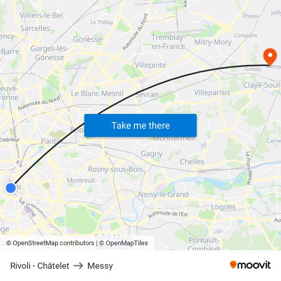 Rivoli - Châtelet to Messy map