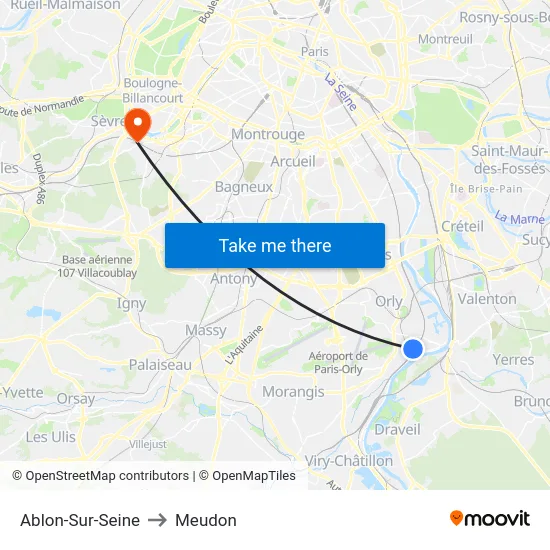 Ablon-Sur-Seine to Meudon map