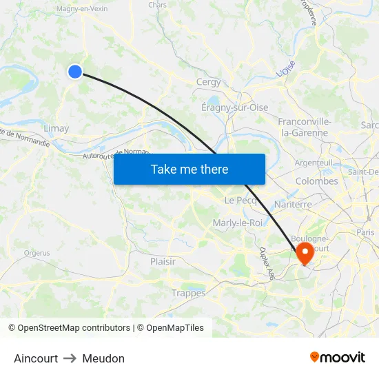 Aincourt to Meudon map
