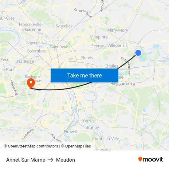 Annet-Sur-Marne to Meudon map