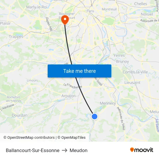 Ballancourt-Sur-Essonne to Meudon map