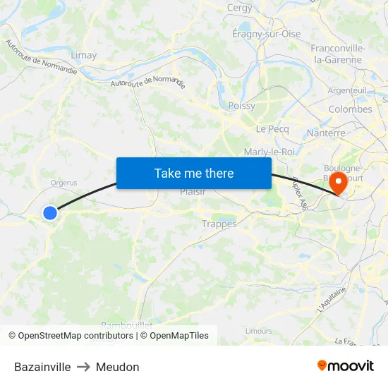 Bazainville to Meudon map