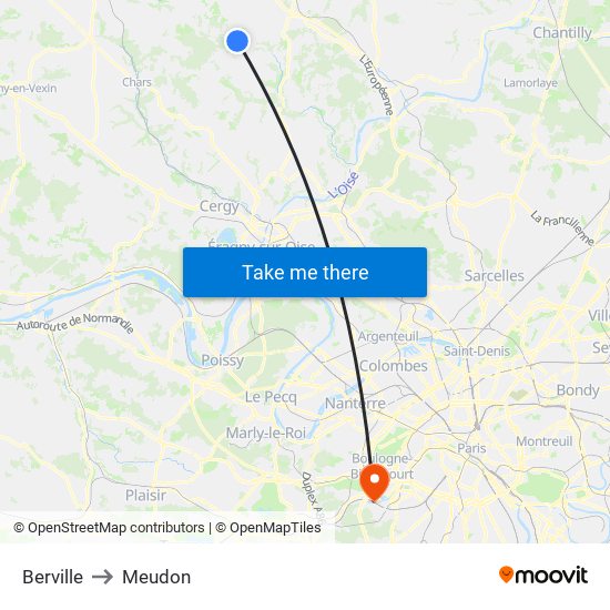 Berville to Meudon map