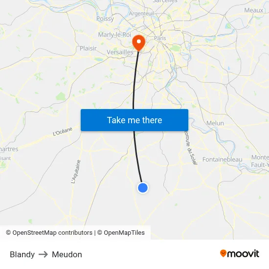 Blandy to Meudon map