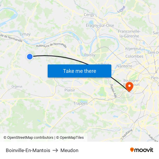 Boinville-En-Mantois to Meudon map