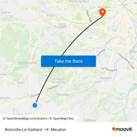 Boinville-Le-Gaillard to Meudon map