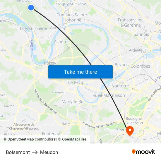 Boisemont to Meudon map