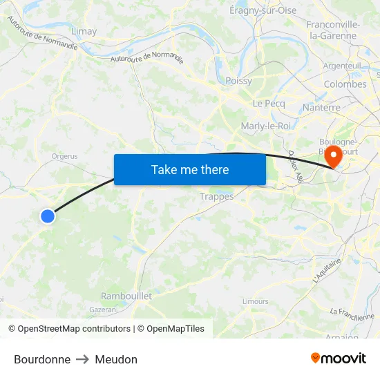 Bourdonne to Meudon map