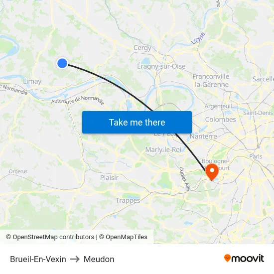 Brueil-En-Vexin to Meudon map