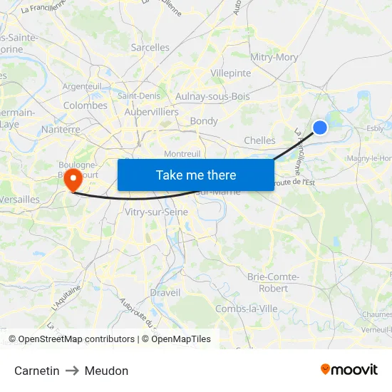 Carnetin to Meudon map