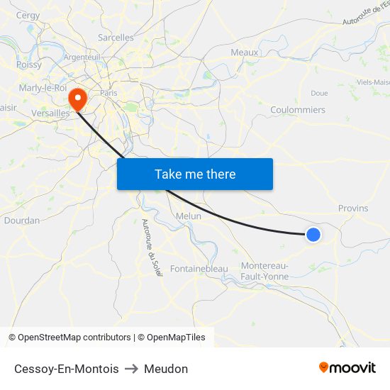 Cessoy-En-Montois to Meudon map