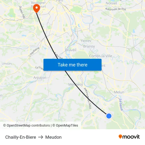 Chailly-En-Biere to Meudon map