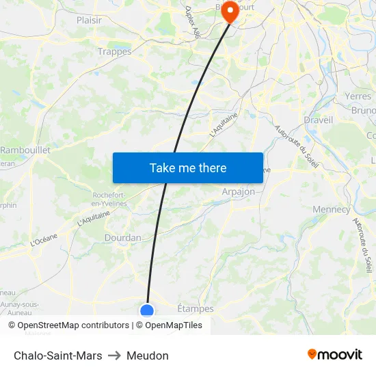 Chalo-Saint-Mars to Meudon map