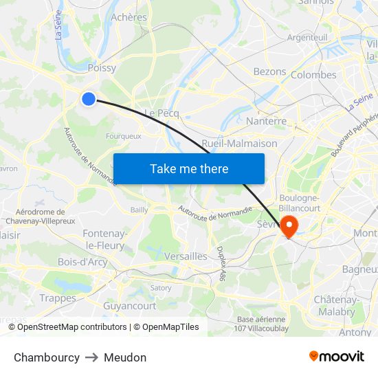 Chambourcy to Meudon map